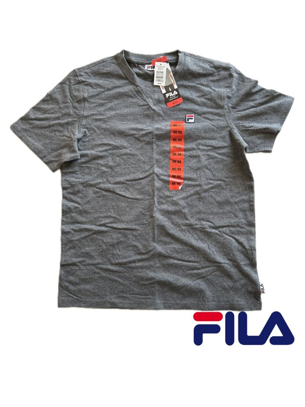 Fila Men's T-Shirt - Medium Gray Embroidered Logo Patch